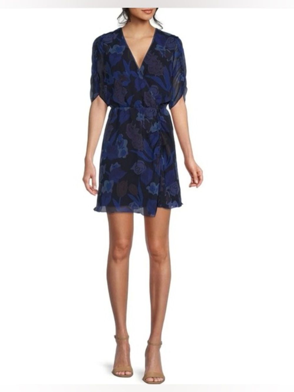 Ted Baker Blue Floral ruched Wrap Dress